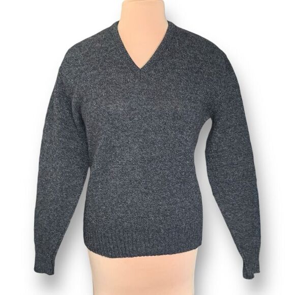 Vintage Charcoal V-Neck Sweater - Picture 2 of 11